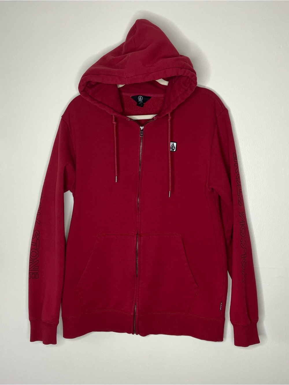 Volcom men’s burgundy red zip up hoodie sweatshirt jacket XL
